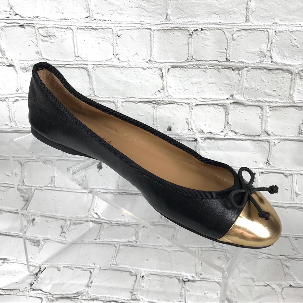 Talbots gold and black ballet flats sz 8